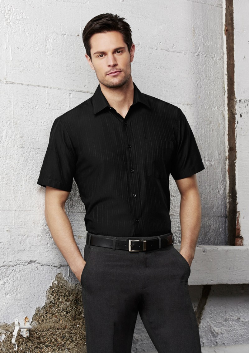 S312MS - Mens Preston Easy-Care Self Stripe Short Sleeve Shirt