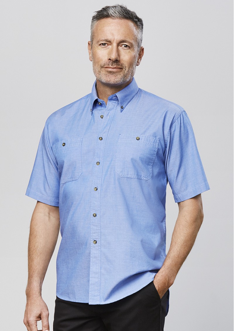 SH113 - Mens Short Sleeve Chambray Shirt