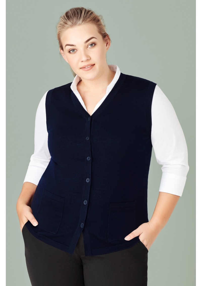 CK961LV - Womens Button Front Knit Vest