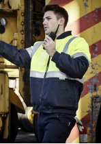 ZJ351 - SYZMIK HI Vis Quilted concealed hood Flying Jacket