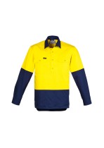 ZW560 - Mens Hi Vis Closed Front Long Sleeve Cotton Shirt