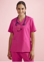 CST245LS - WOMENS PINK V-NECK SCRUB TOP