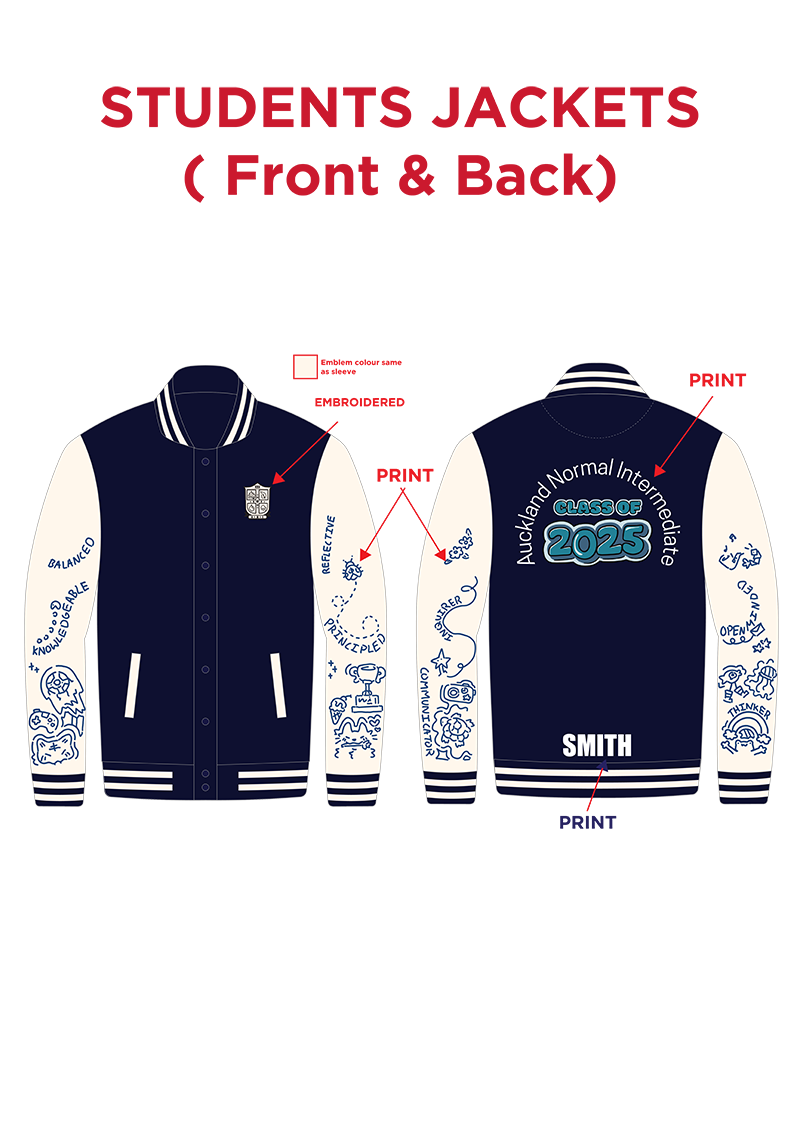Auckland Normal Intermediate Student Leavers’ Letterman Jacket