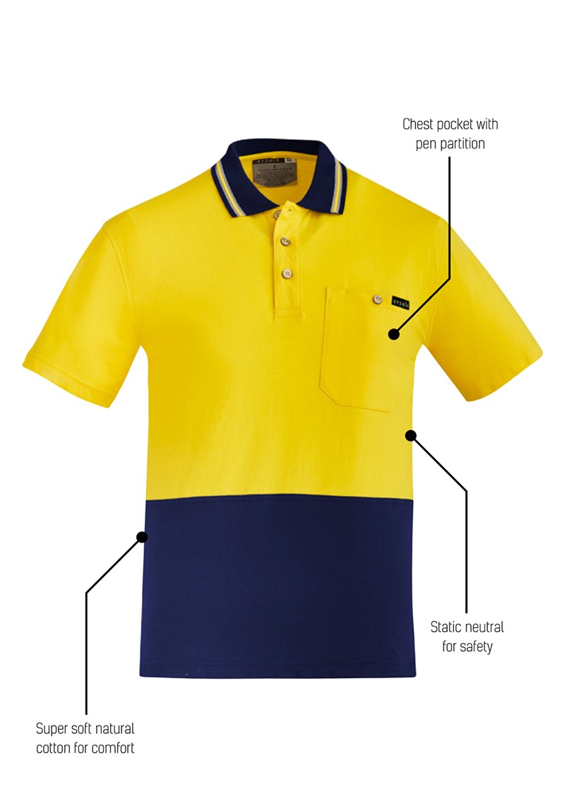 ZH435 - Men's Hi Vis Cotton Short Sleeve Polo