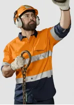 ZW129 - Hi Vis SYZMIK Mens Rugged 100% Cotton, Taped Spliced Shirt