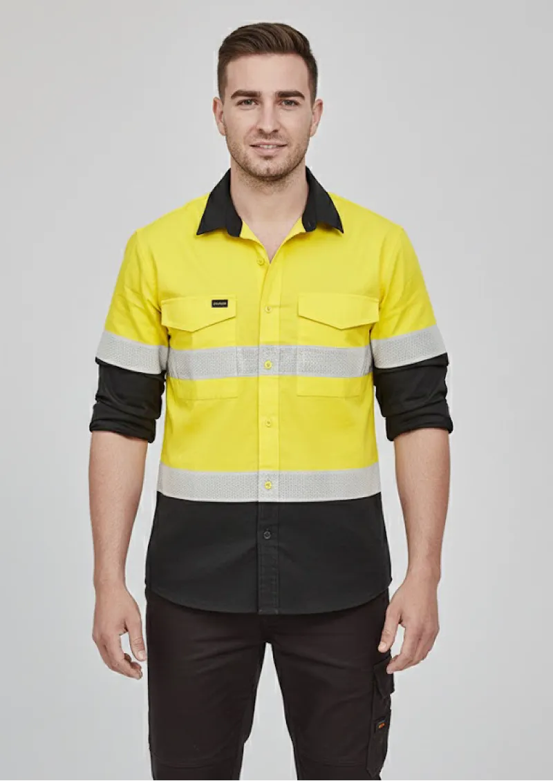 ZW129 - Hi Vis SYZMIK Mens Rugged 100% Cotton, Taped Spliced Shirt
