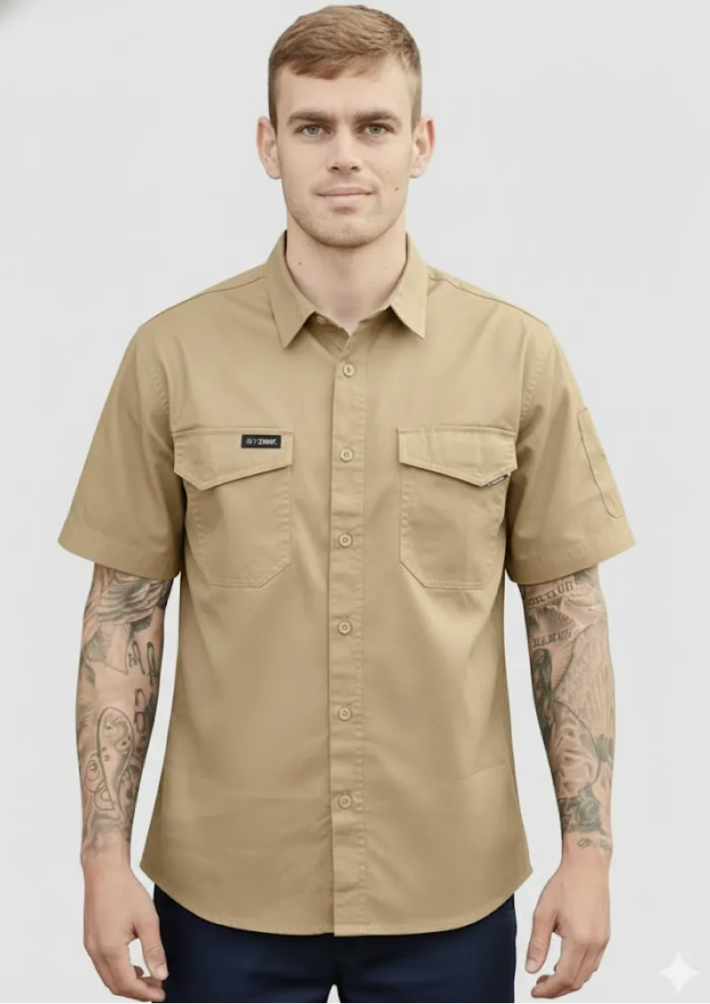 ZW405 - Rugged Cooling Mens Short Sleeve 100% Cotton Shirt