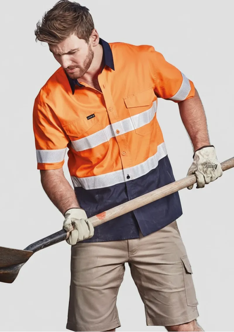 ZW835 - SYZMIK Mens Rugged Cooling Taped Hi Vis Short Sleeve Shirt