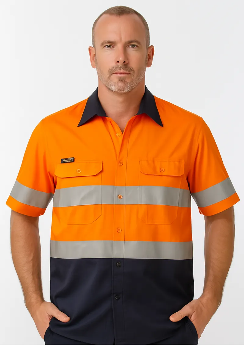 ZW835 - SYZMIK Mens Rugged Cooling Taped Hi Vis Short Sleeve Shirt