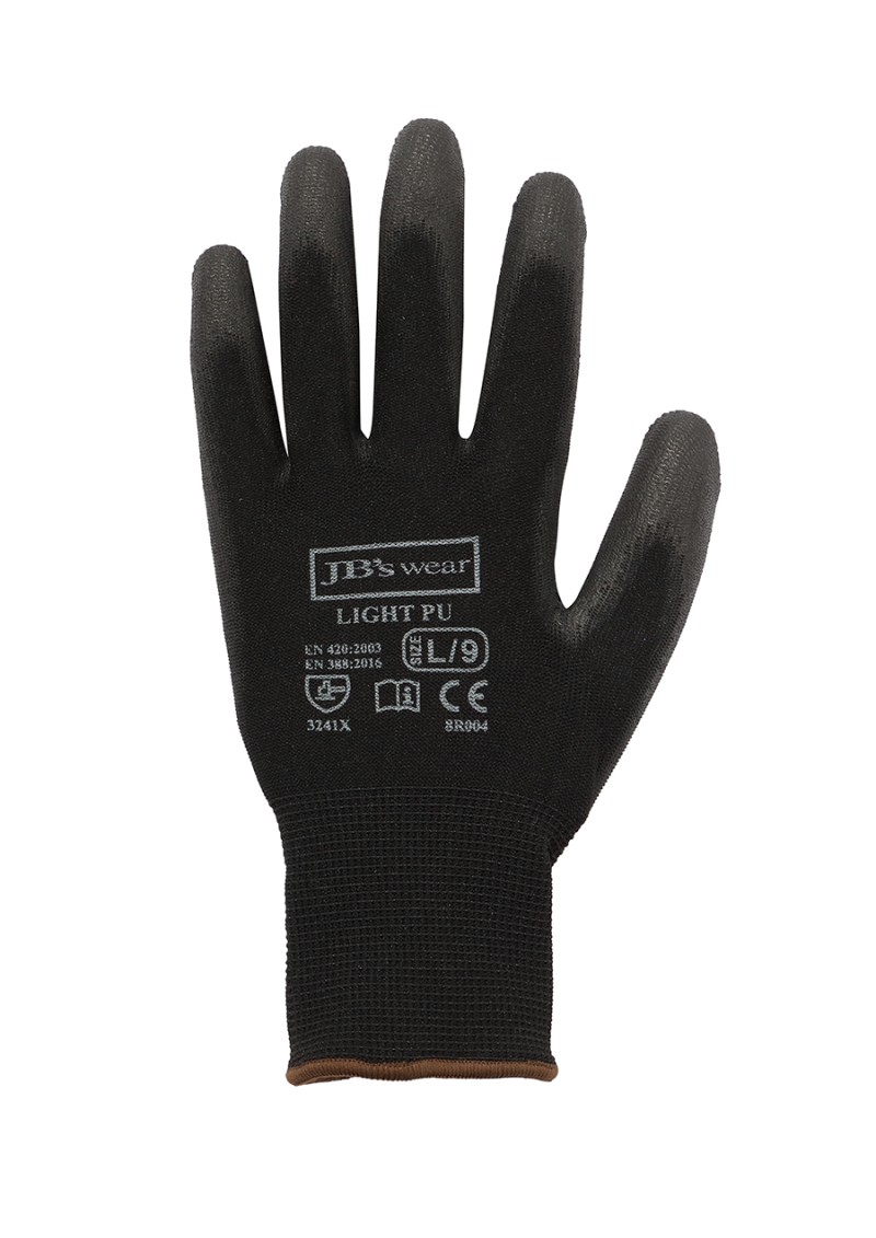 JB's BLACK LIGHT PU BREATHABLE GLOVE (12 PK)